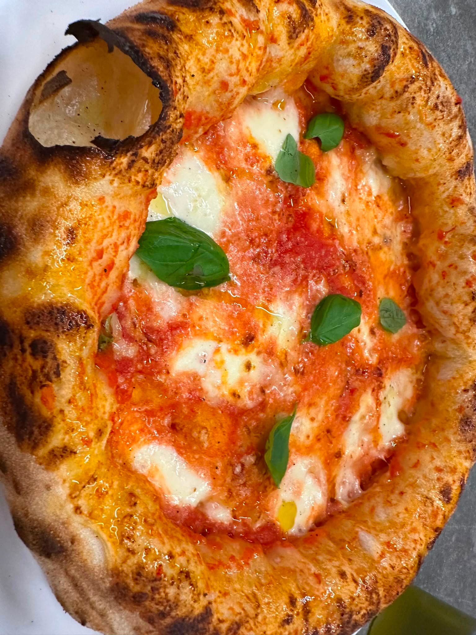 Pizza Margherita mit Basilikum